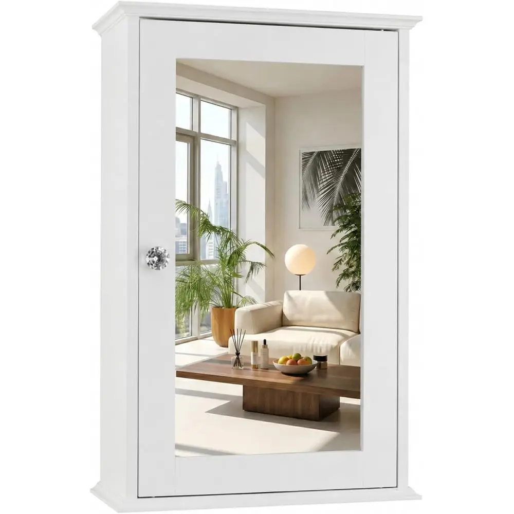 Medicine Cabinet Lock - Biała lustrzana szafka na leki -