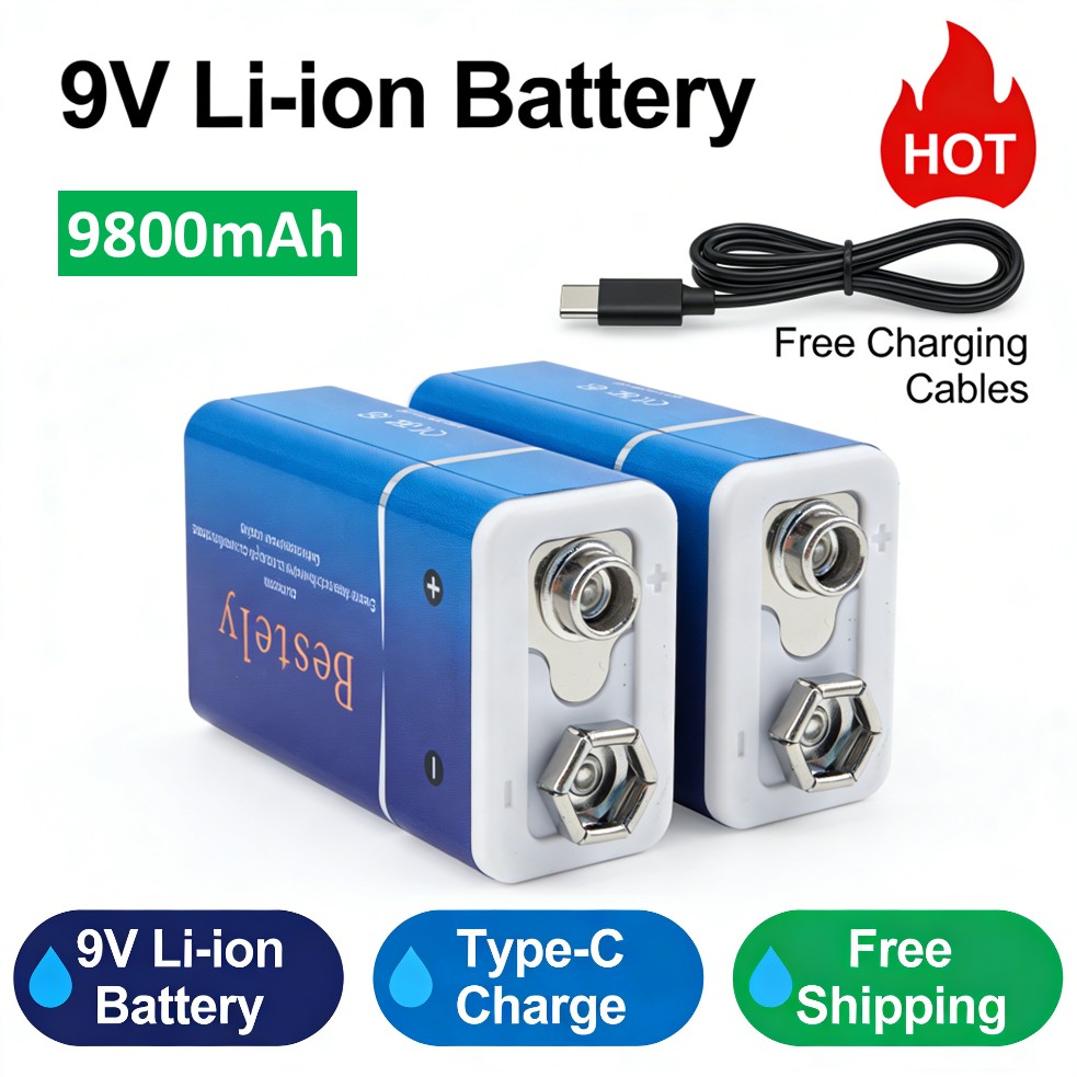 Smoke Detector Interconnected - Akumulator 9V, 9800mAh, duża pojemność, baterie