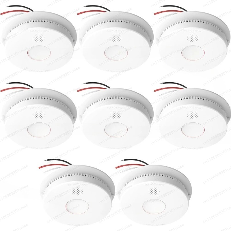Smoke Detector Interconnected - Wysokiej jakości zestaw 8 sztuk, przewodowo
