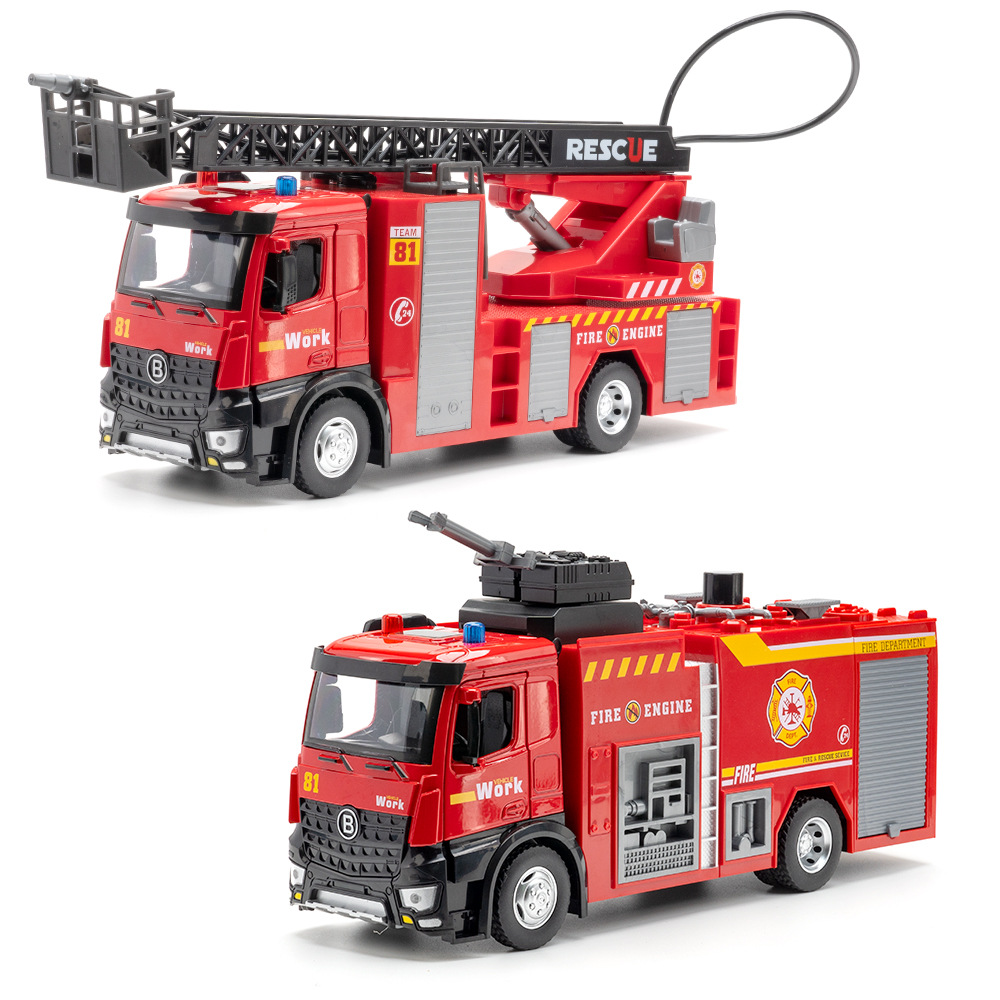 Fire Escape Ladder - 1:18 Wozniki strażackie z drabiną, spryskiwaczami,