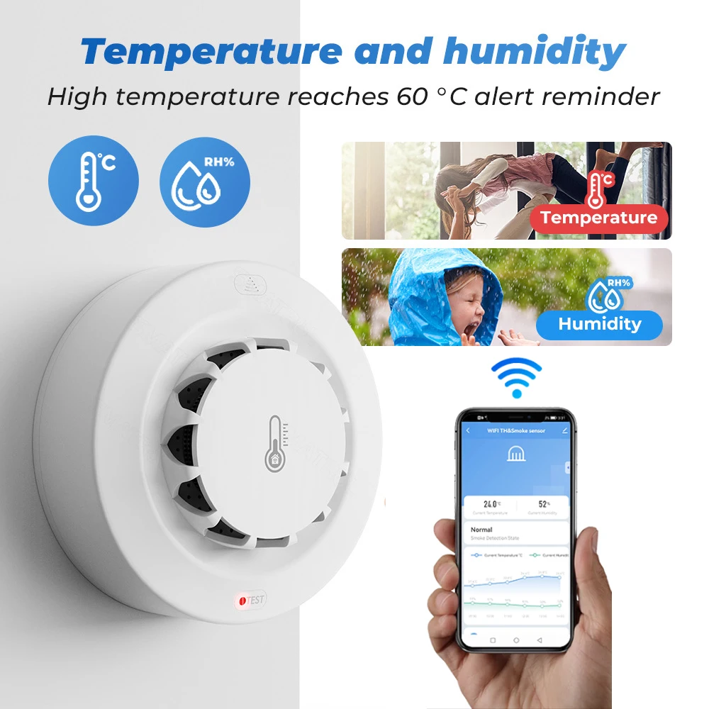 Tuya Wifi BT Dwa połączenia De – Smoke Detector Interconnected recenzja i cena