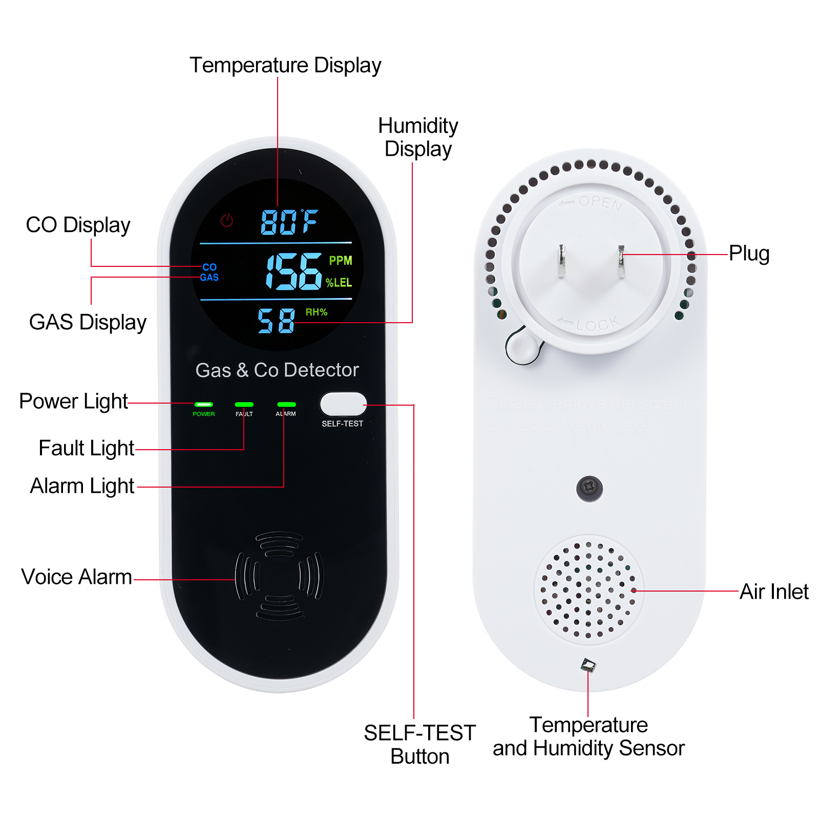 Alarm CO 4 w 1 z wyświetlaczem – Co Detector Plug recenzja i cena